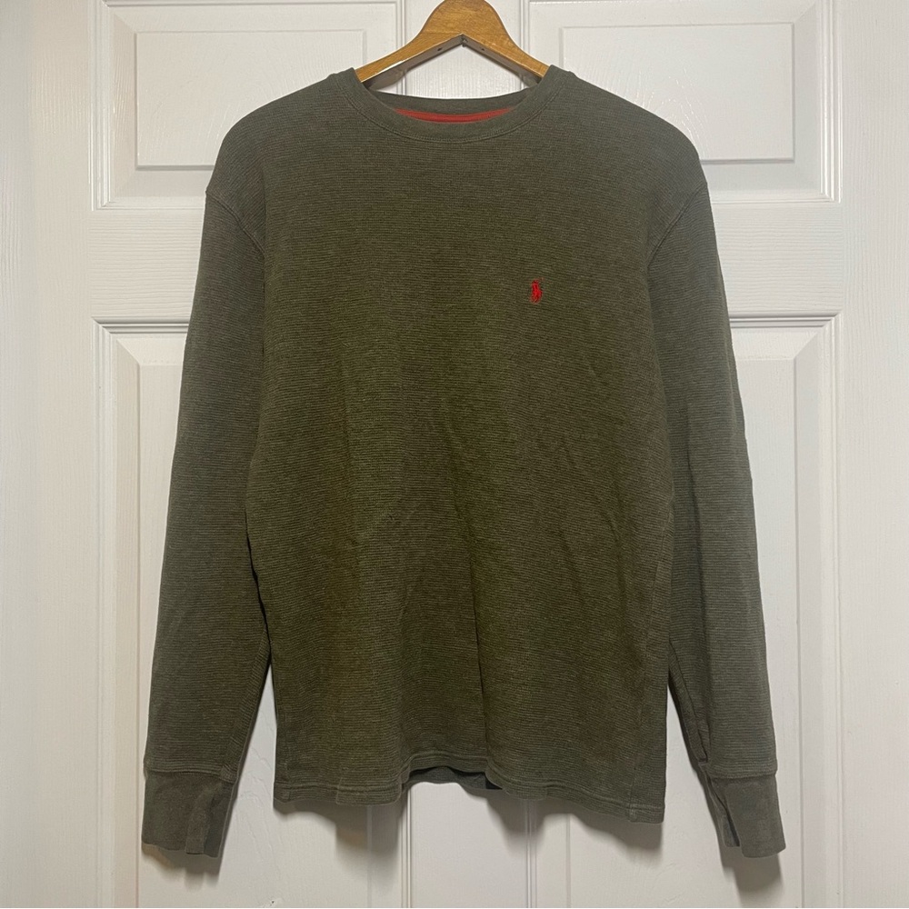 POLO Ralph Lauren Mens Medium Long sleeve Army Green Sleepwear Top Embroidered